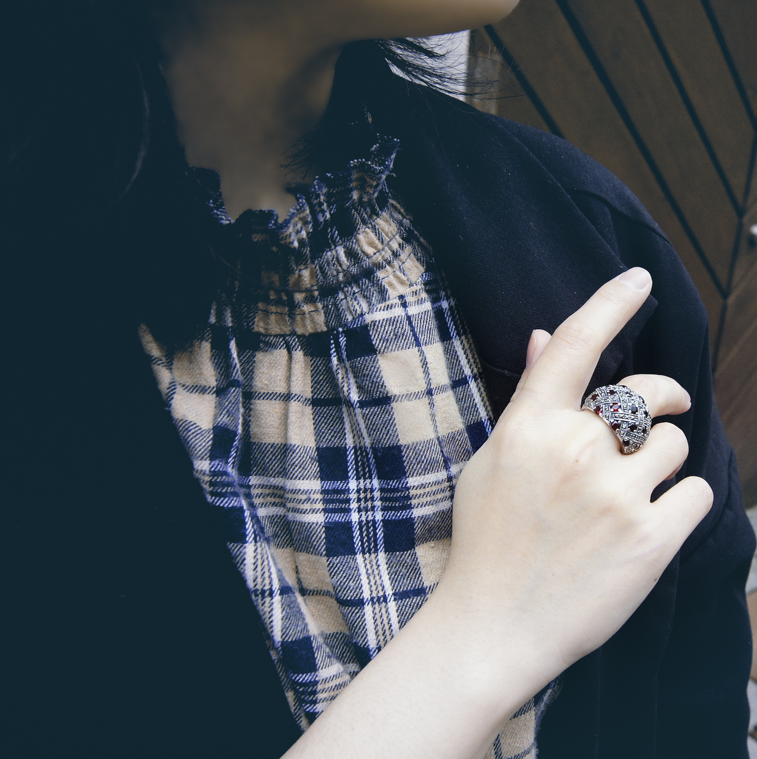 編織交錯紅榴石戒指（OP1087）