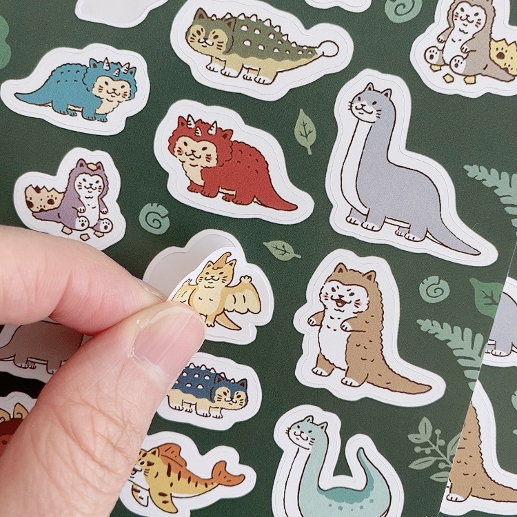 White Jimi - Cat Dinosaur Stickers
