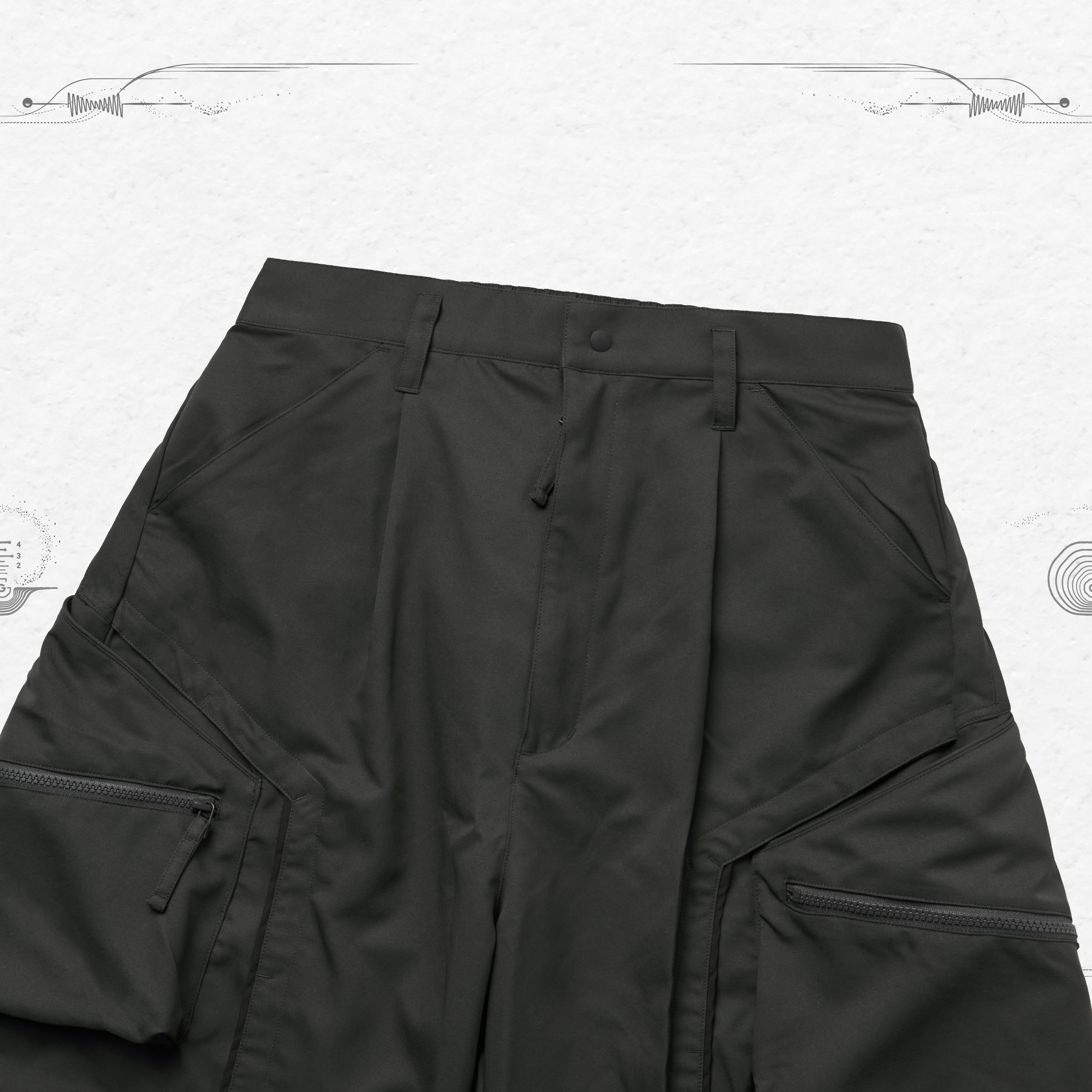 A.H2S - “Hypotenuse” Utility Pocket Shorts - D-Sage