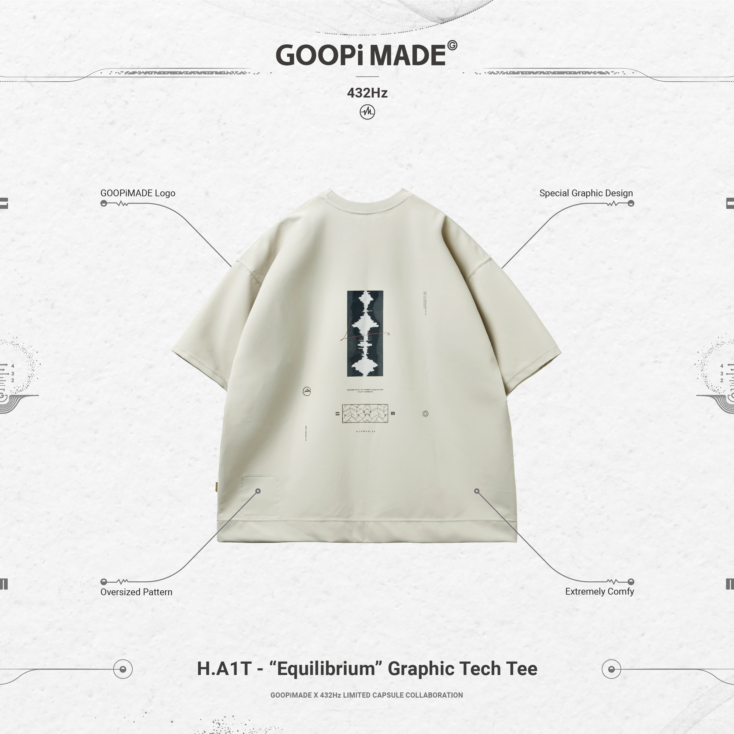 H.A1T - “Equilibrium” Graphic Tech Tee - Cream