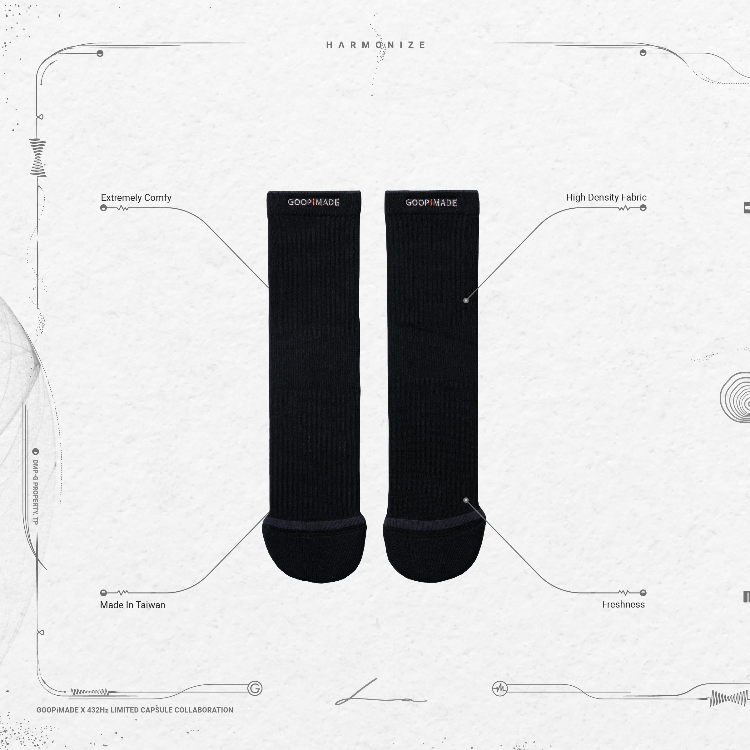 "HZ3S" Patchwork Clip Casual Socks Black