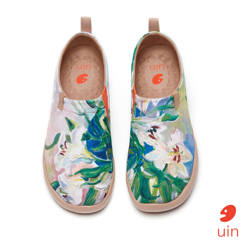 【 Uin 】西班牙原創設計 | 油畫百合 女鞋 彩繪鞋 休閒鞋 懶人鞋