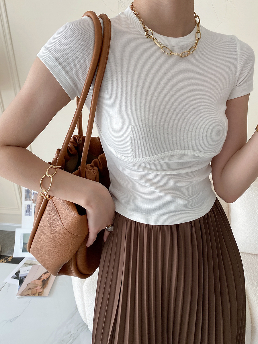 W輪廓薄針織上衣(黑/白/咖)