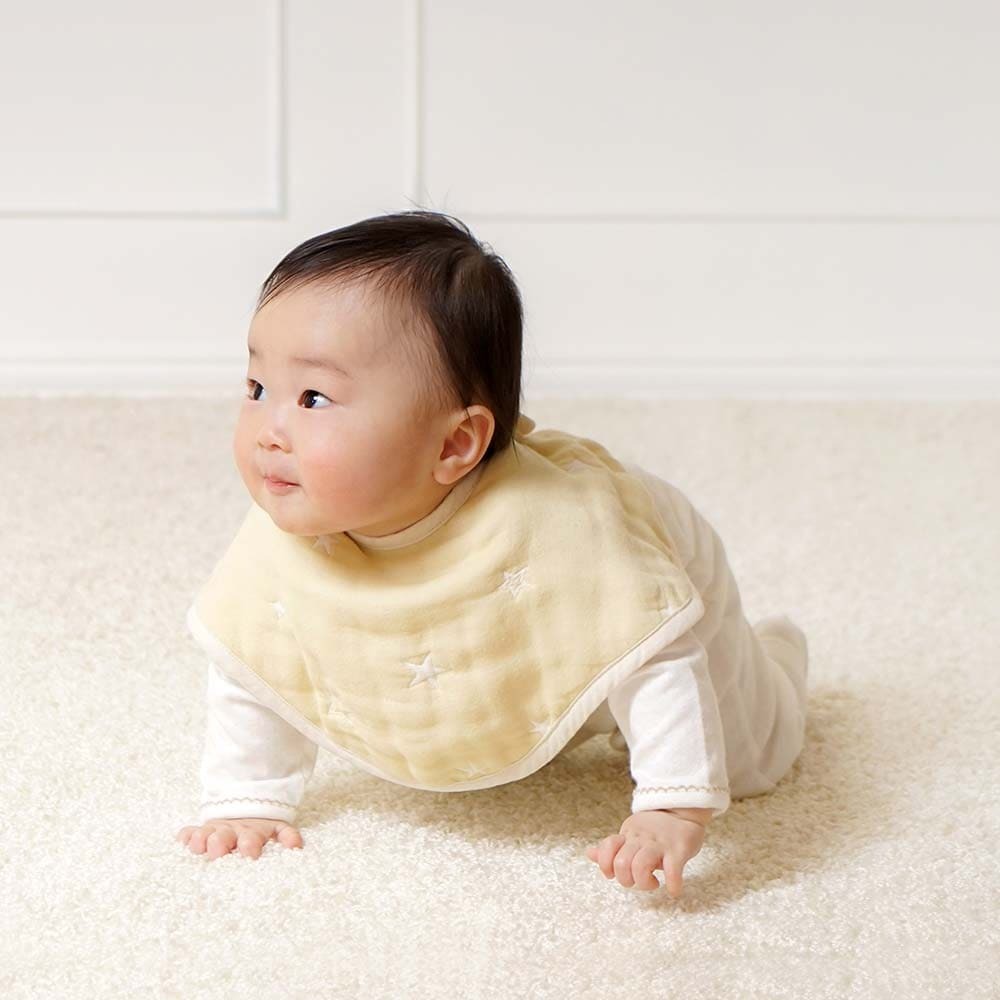[日本製造🇯🇵Made in Japan] 10mois Fukufuku gauze Ecru 2way bib set of 2