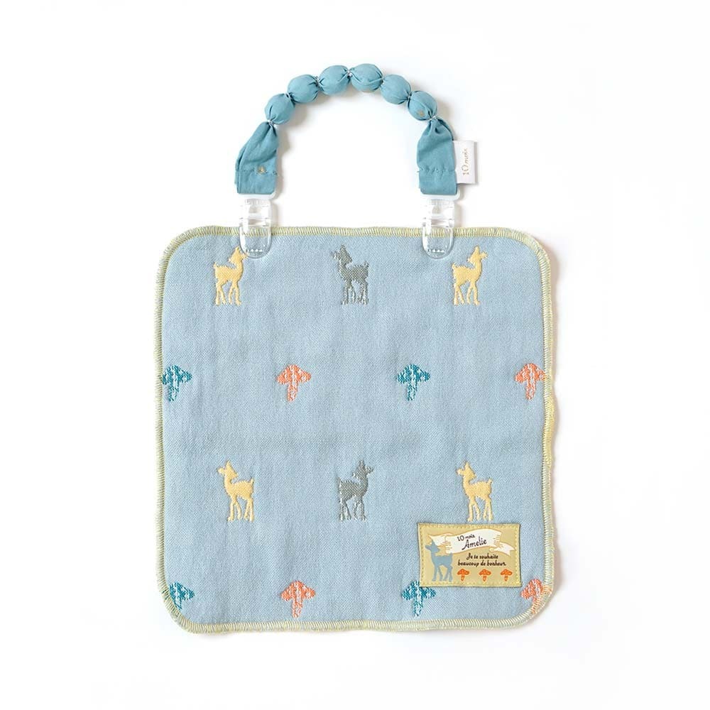 [日本製造🇯🇵Made in Japan] 10mois Amelie Fukufuku gauze Handkerchief & clip set