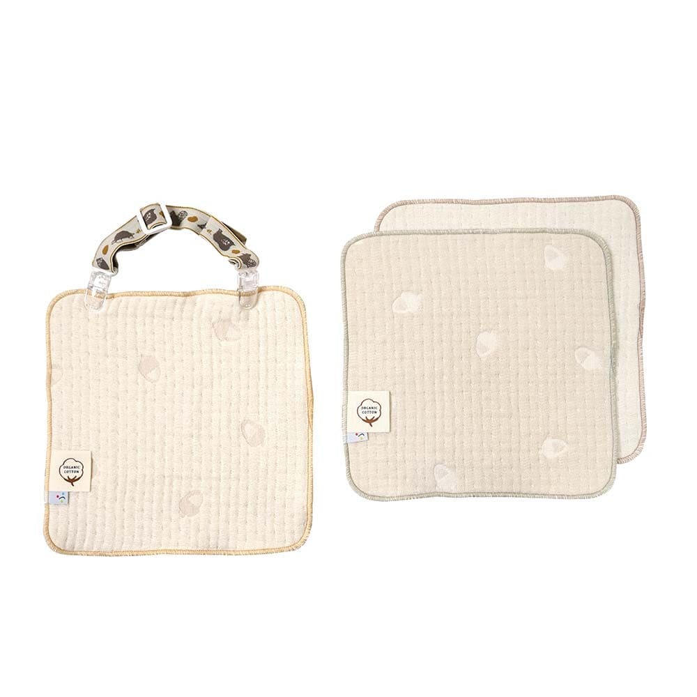[日本製造🇯🇵Made in Japan] Hoppetta guri Fuku Fuku Gauze Clip & Handkerchief Bib Organic Cotton