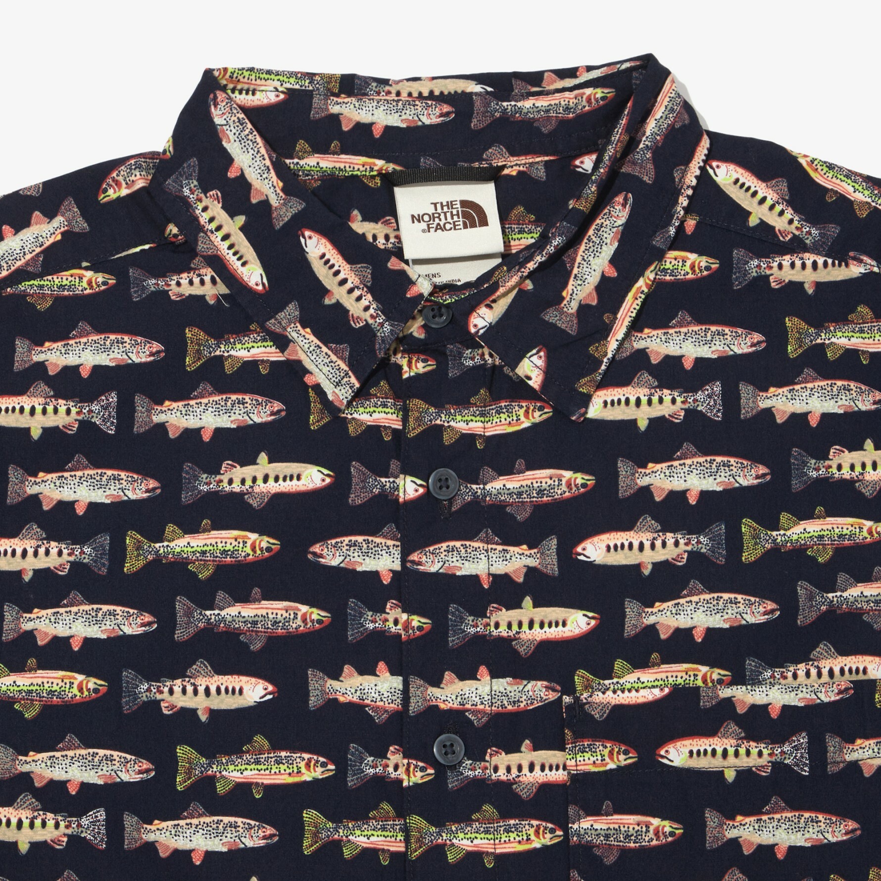 THE NORTH FACE BAYTRAIL PATTERN 襯衫 魚 拼接 塗鴉 黑 NH8SN00C