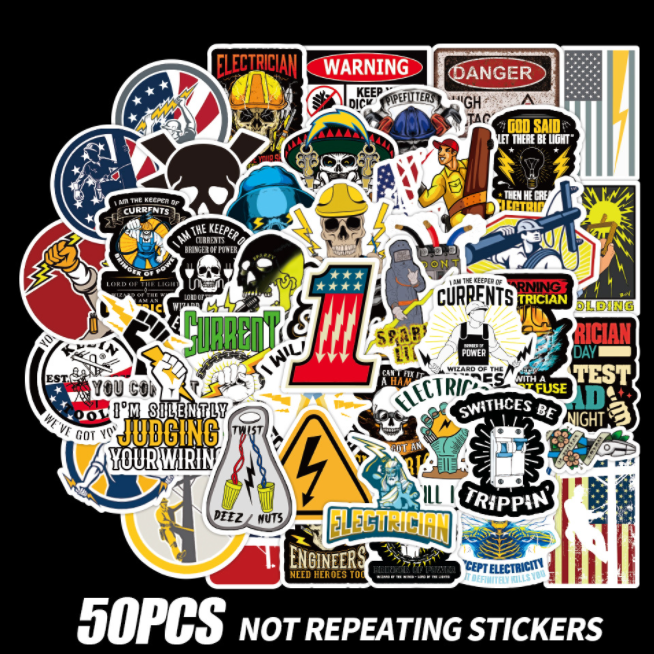 【STJK023】Electric電工機械風格設計貼紙50張