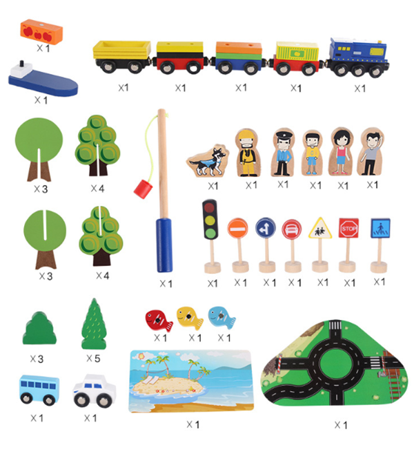 韓國木質馬斯108片軌道小火車套裝 KOR505