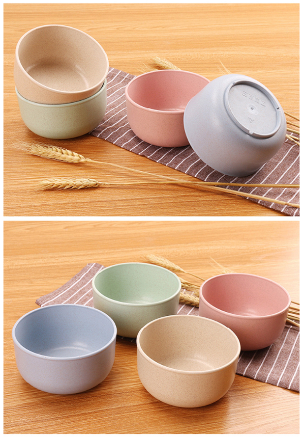 破盤價 韓式可降解小麥秸稈碗4個裝 連印單色LOGO W253