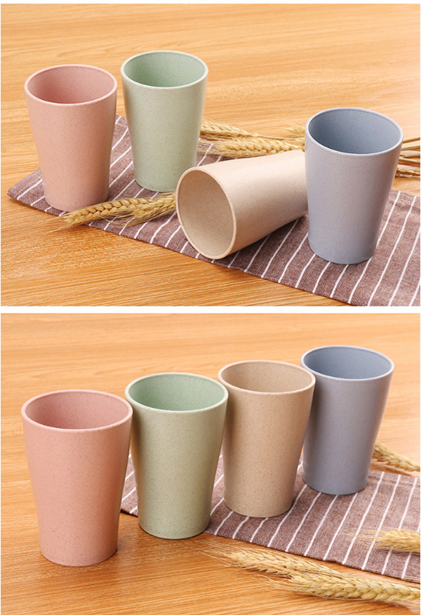 破盤價 韓式可降解小麥秸稈杯4個裝 連印單色LOGO W252
