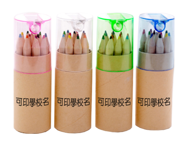 原木桶裝12色木顏色筆 LOGO1135