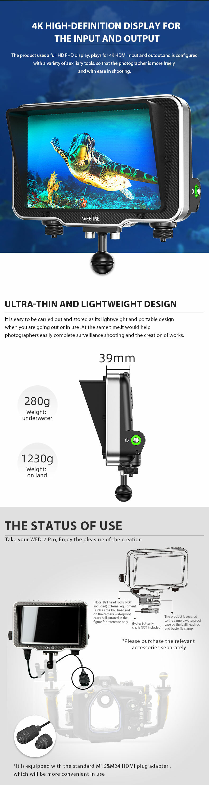 Weefine Wed-7 PRO Underwater Monitor