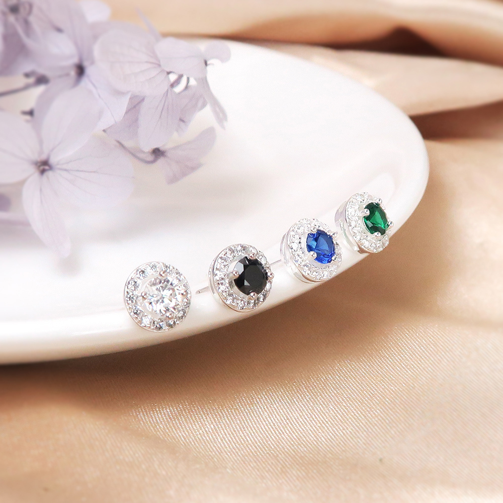 滿天星耳環(中) 滿鑽設計 925純銀耳環