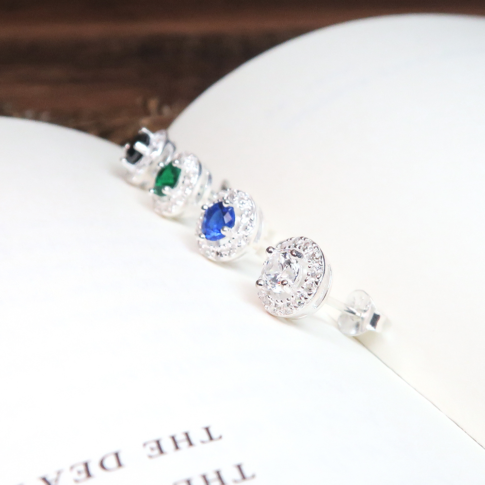 滿天星耳環(中) 滿鑽設計 925純銀耳環