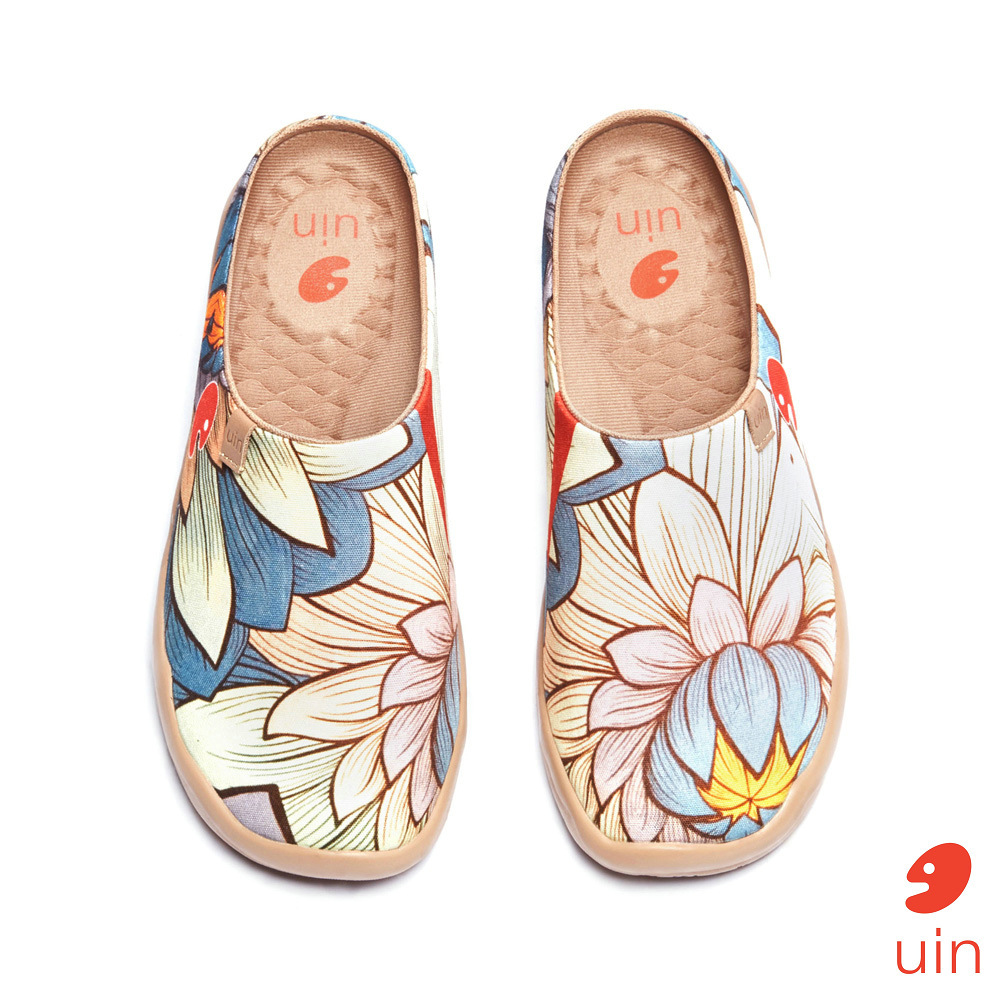 【 Uin 】西班牙原創設計 | 荷與蓮 半拖 女鞋 彩繪鞋 休閒鞋 懶人鞋