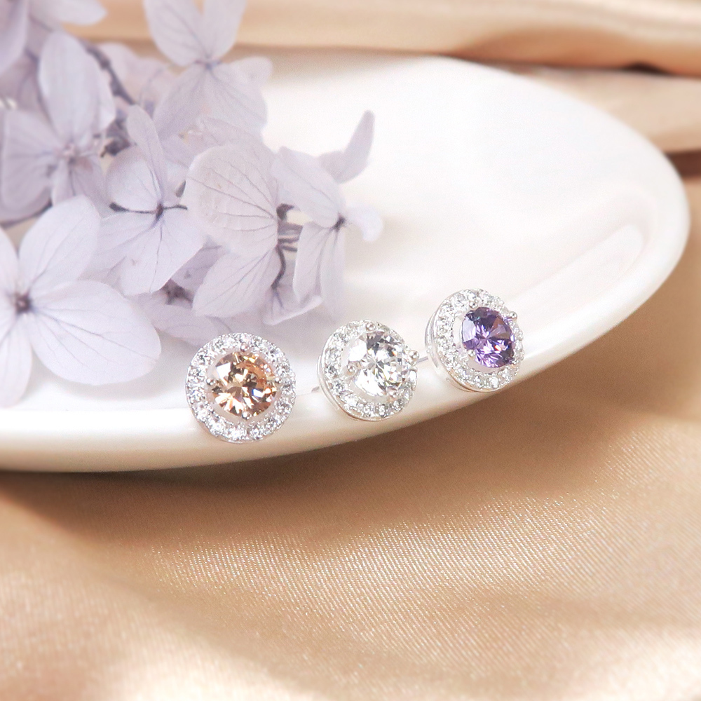 滿天星耳環(大) 滿鑽設計 925純銀耳環