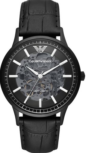 萬年鐘錶 - ARMANI  精品腕錶   經典透視錶面機械皮革男錶 AR60042   錶徑43MM