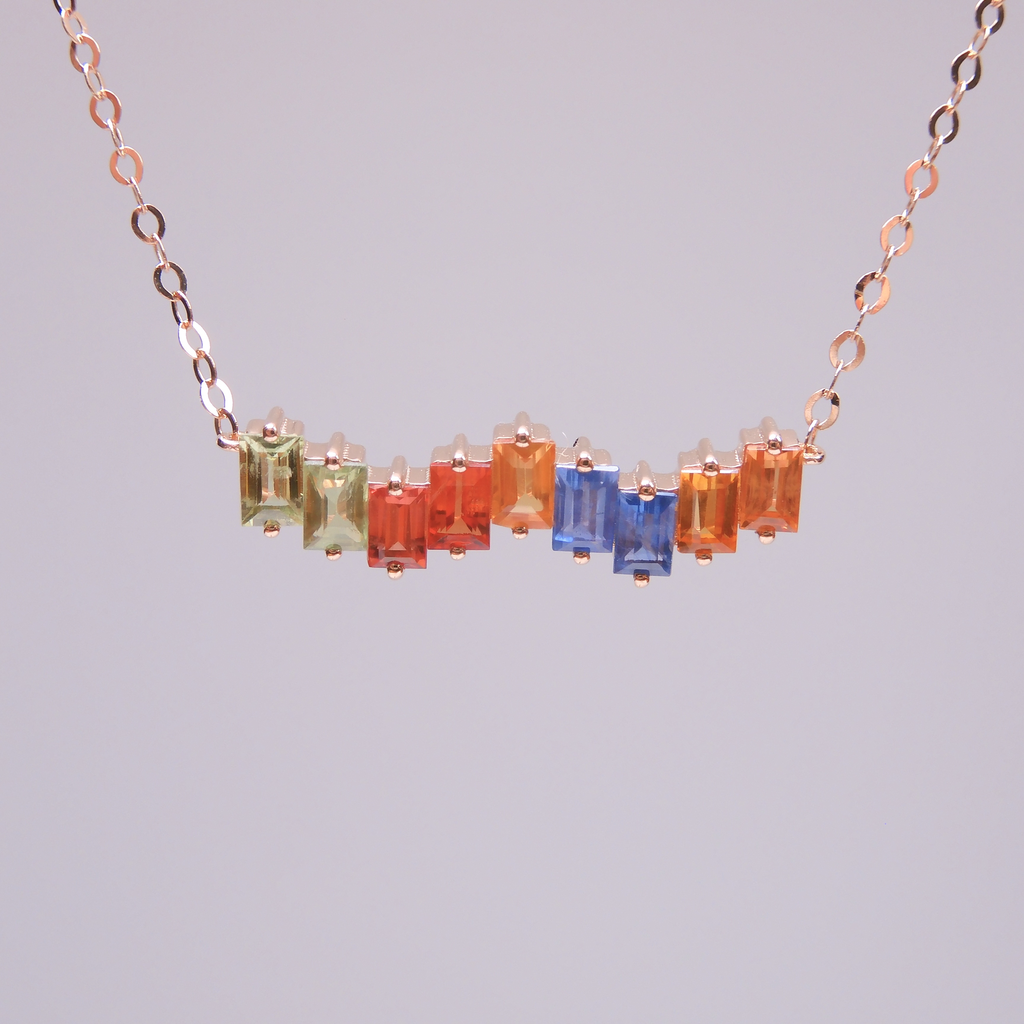 18K金 1.02ct 彩色藍寶石項鏈