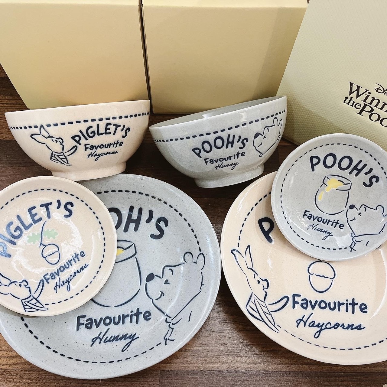 【現貨】日本維尼小豬粉灰陶瓷餐盤系列