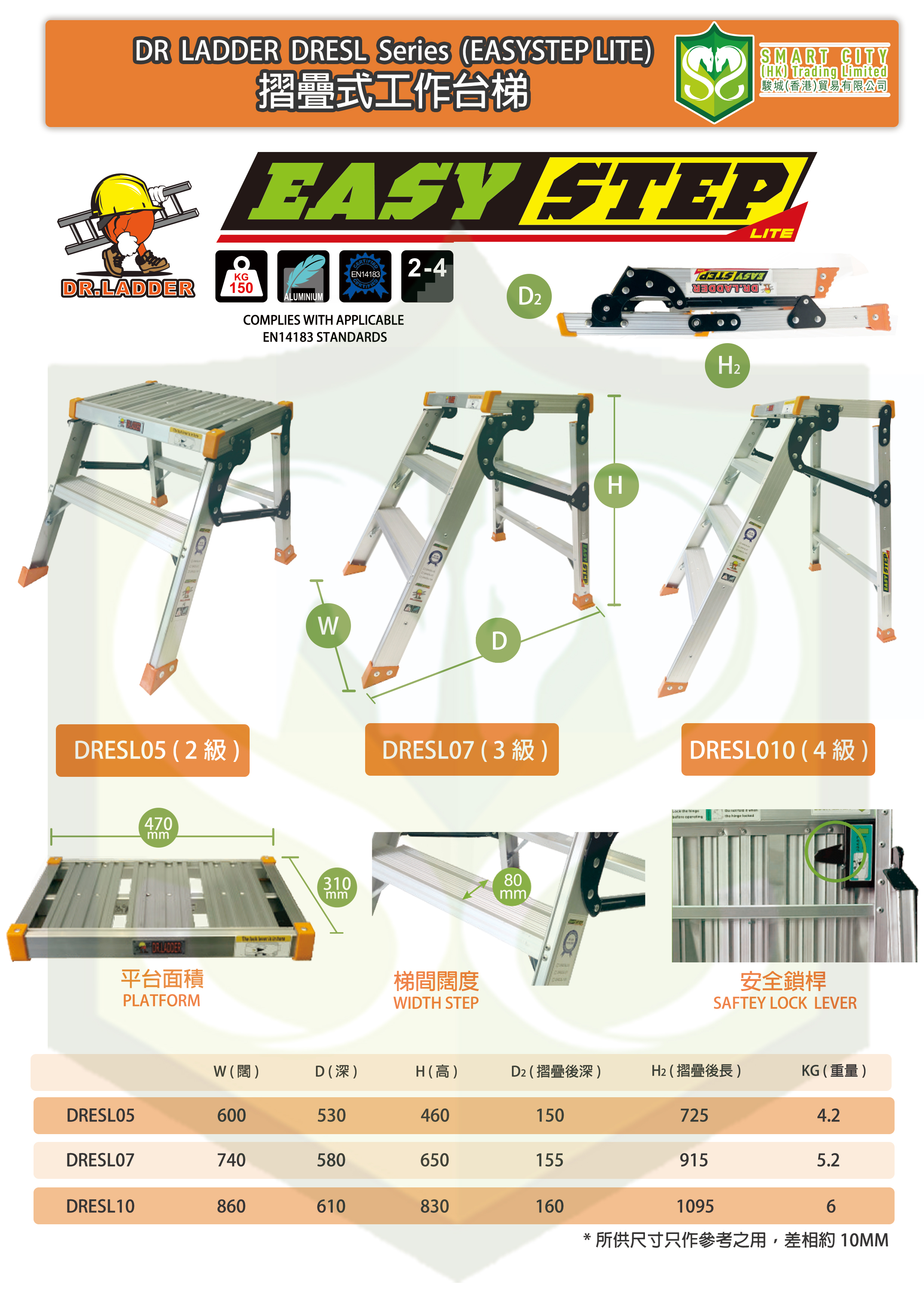 DR LADDER DRESL Series (EASYSTEP LITE) 摺疊式工作台梯