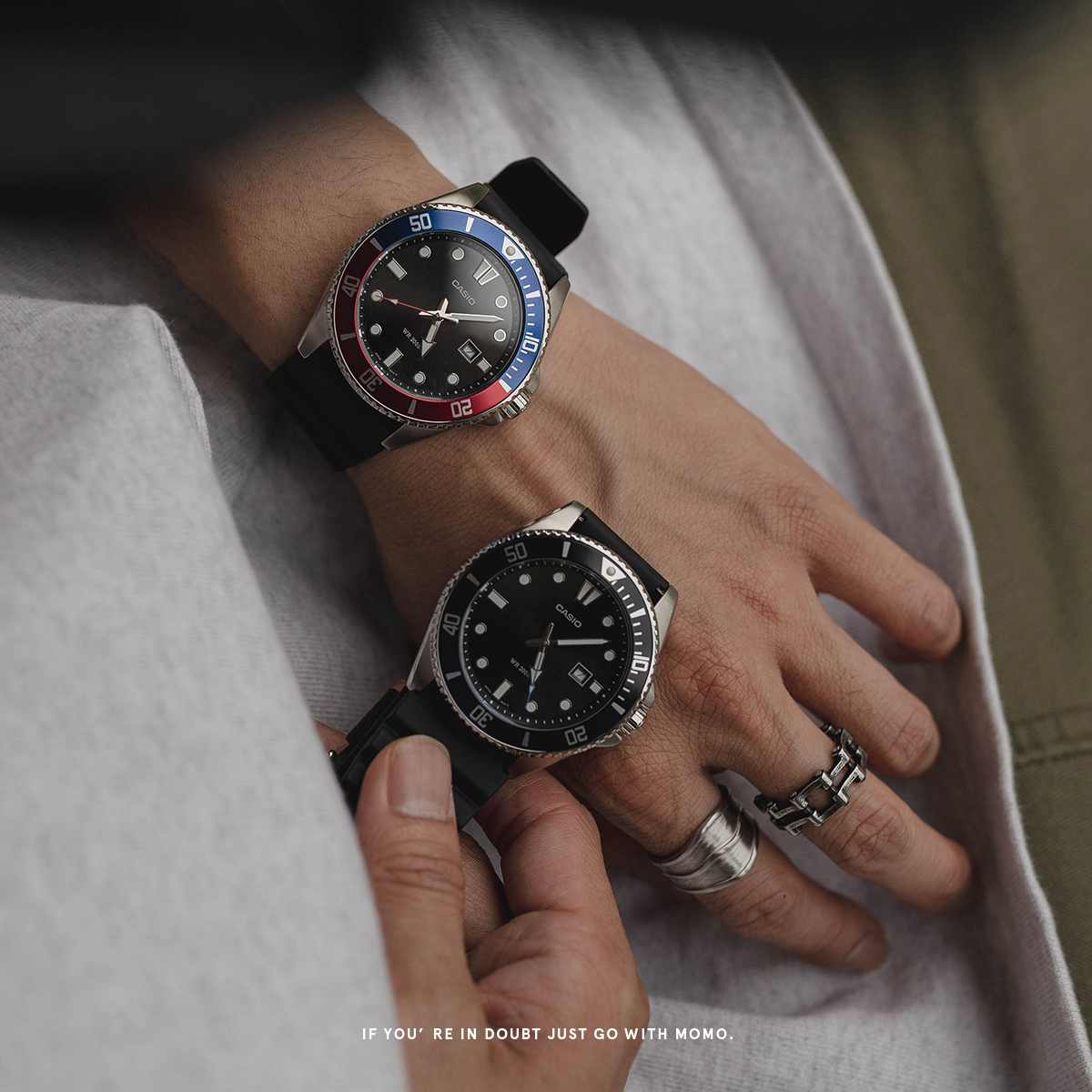 CASIO 新槍魚類勞力士水鬼風格休閒錶 MDV-107