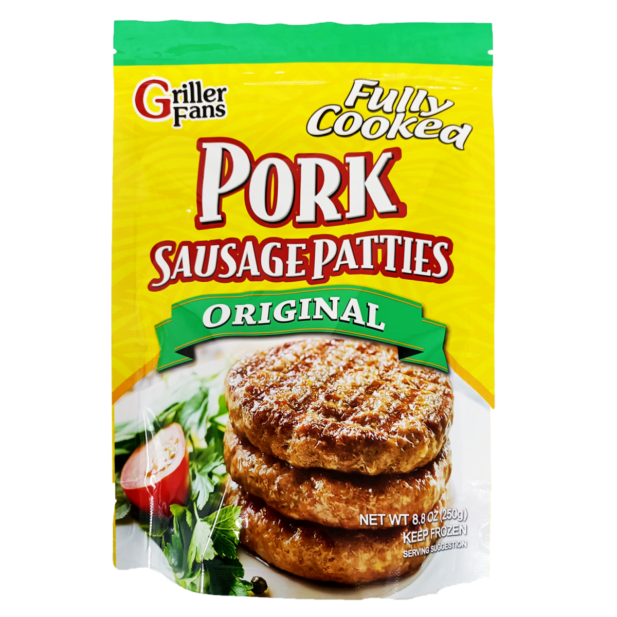 Griller Fans - 美國原味熟豬柳漢堡扒6塊 (急凍) (約290g) #爆肉汁#肉味濃#早餐