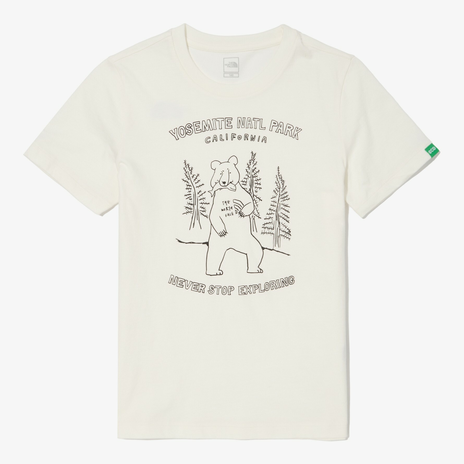 THE NORTH FACE K'S ADVENTURE  童 熊  短袖 短T 奶油白 NT7UN05S