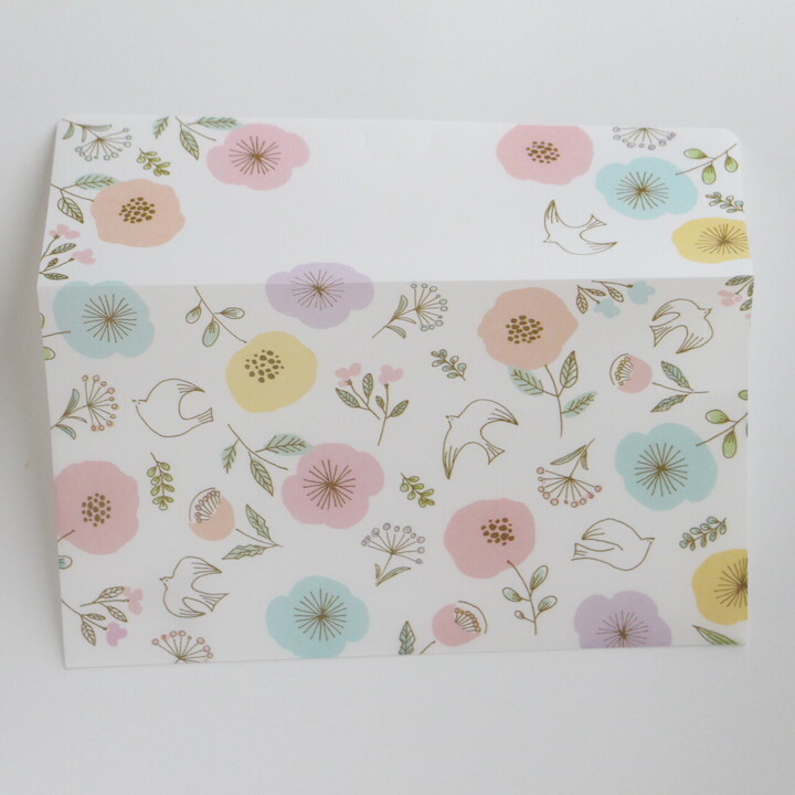 小鳥與花 抗菌加工口罩收納袋｜日本古川紙工
