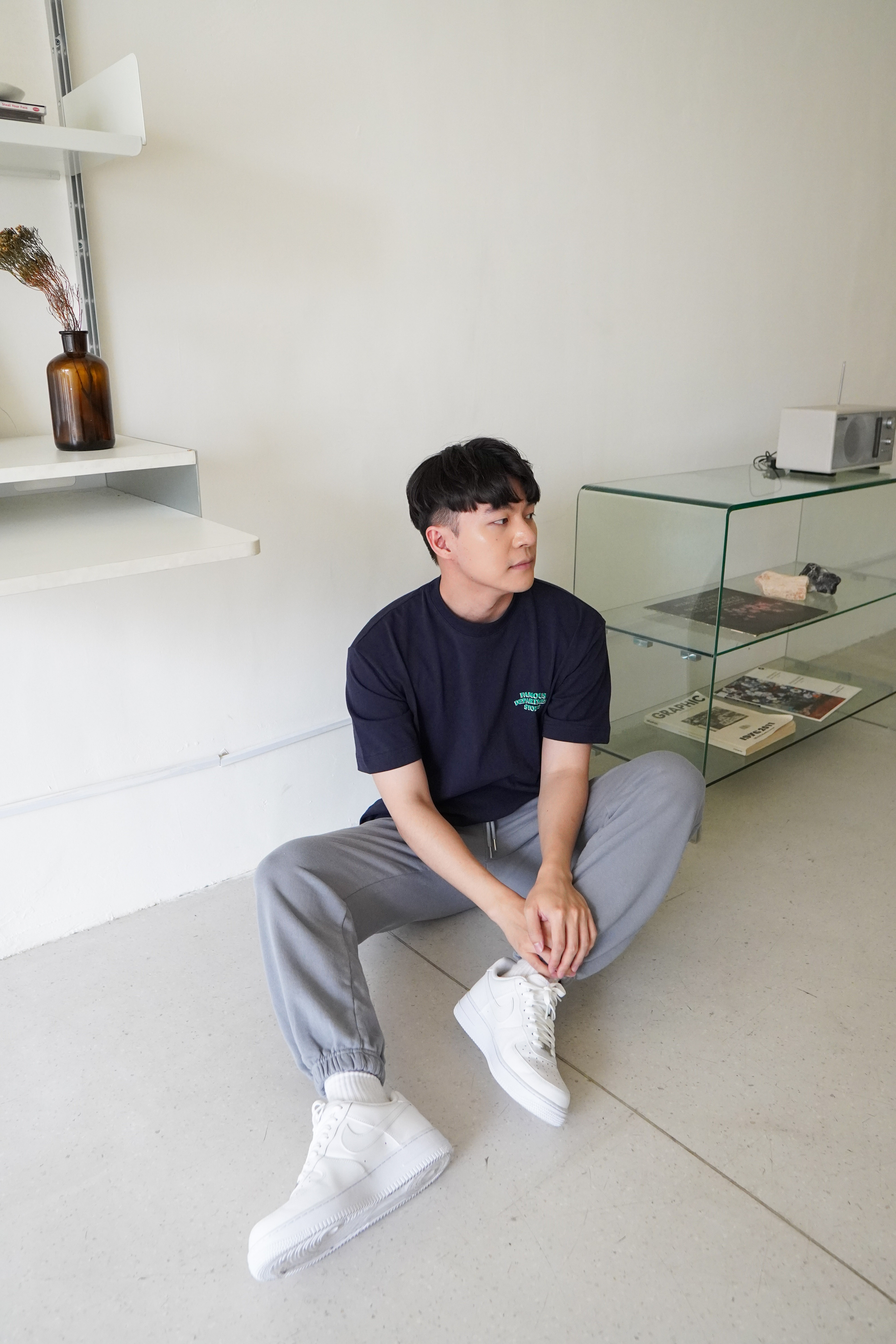 現貨｜小標籤棉長褲 （藍）