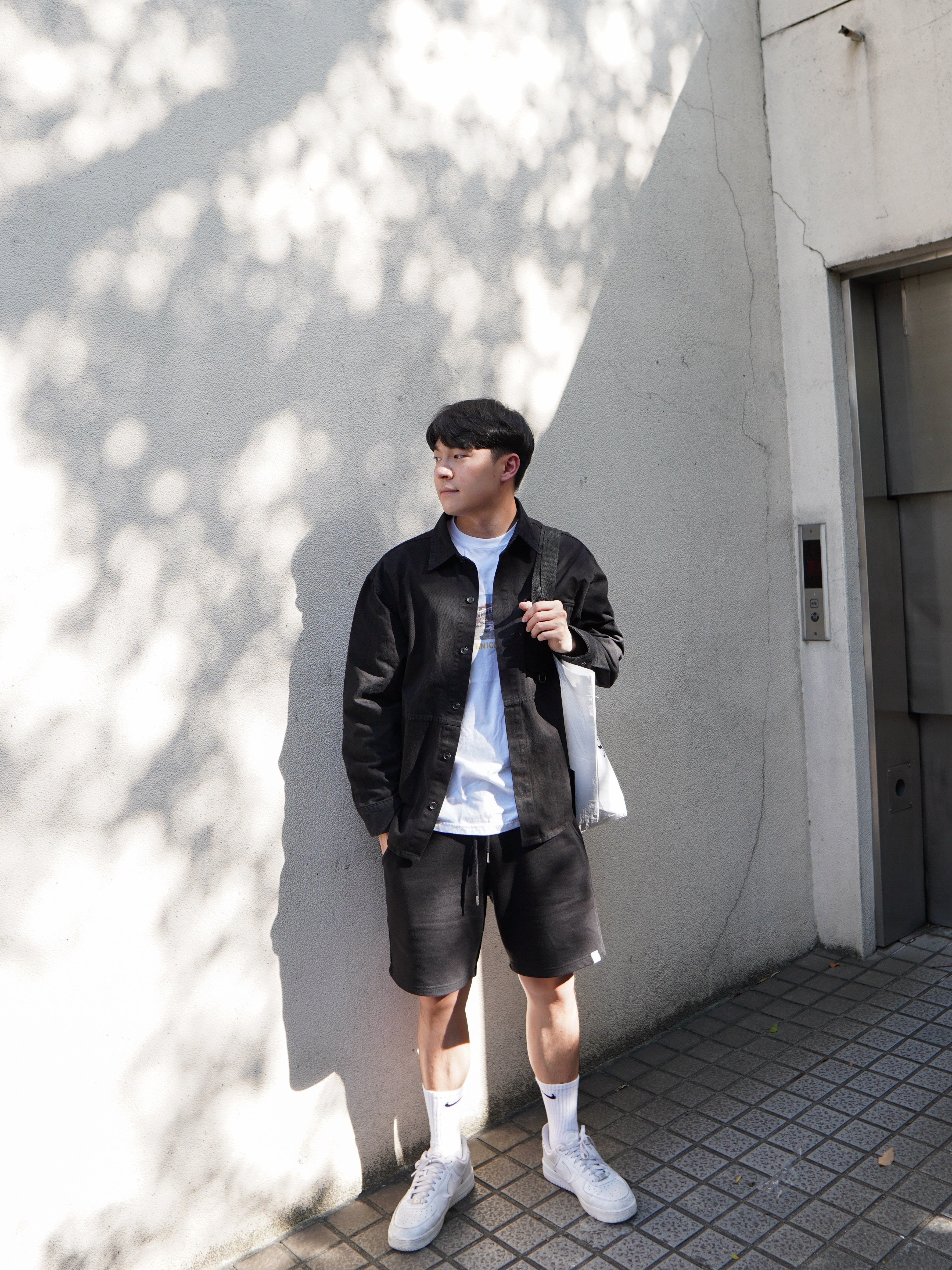 現貨｜City Boy 拼接襯衫夾克（黑色）