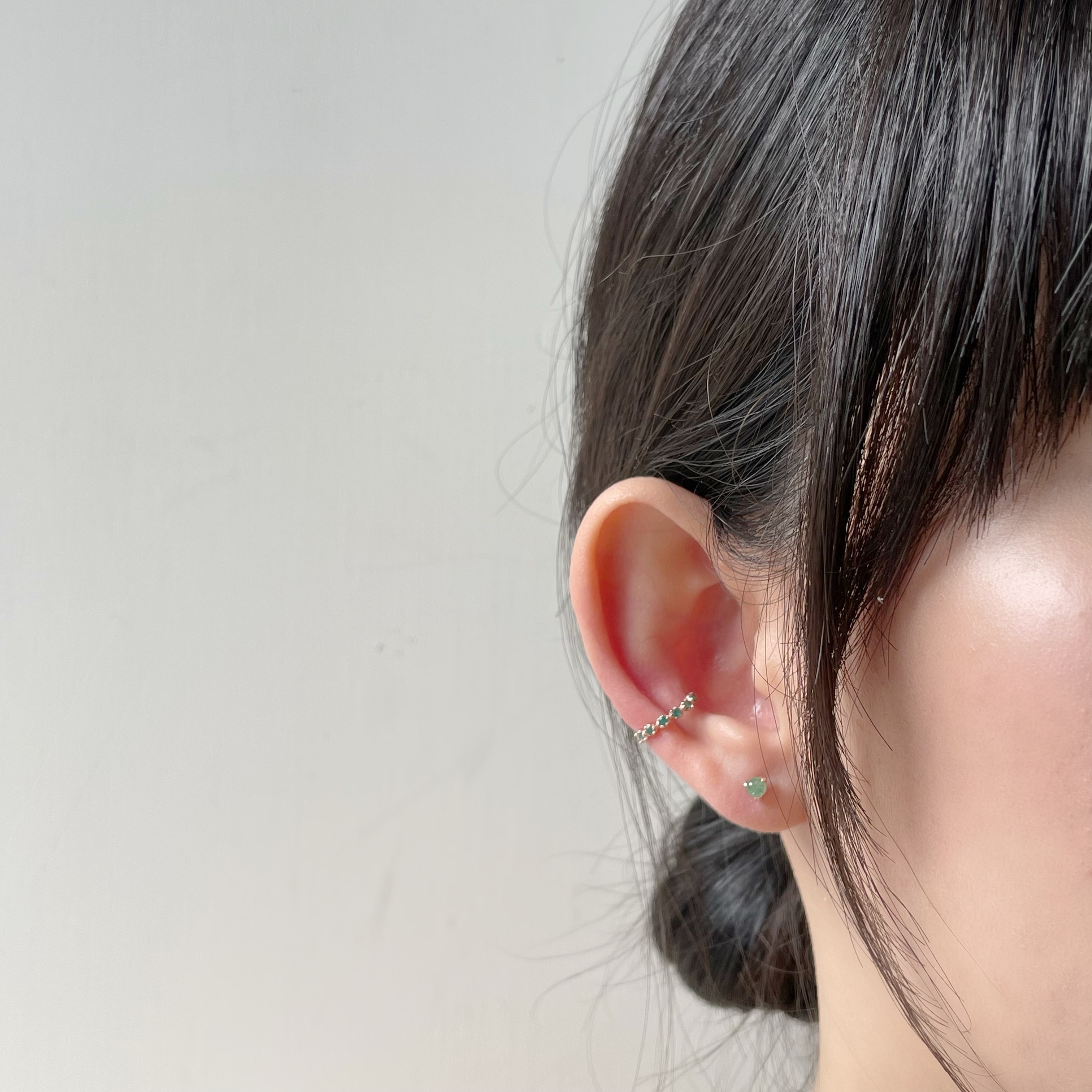 整圈小花綠瑪瑙耳骨夾