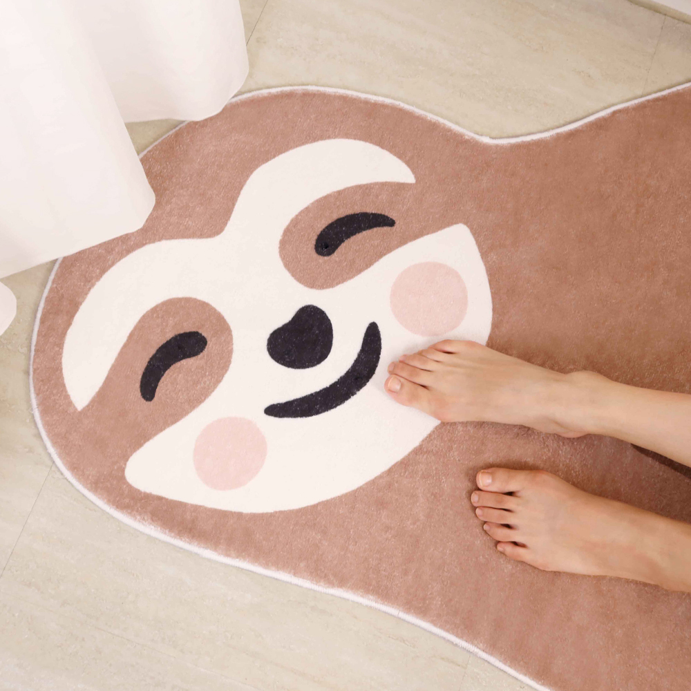 開心樹懶長型絨毛腳踏地墊