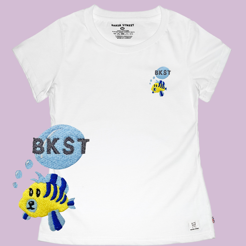 Embroidery-小比目魚 刺繡 女版短袖T恤