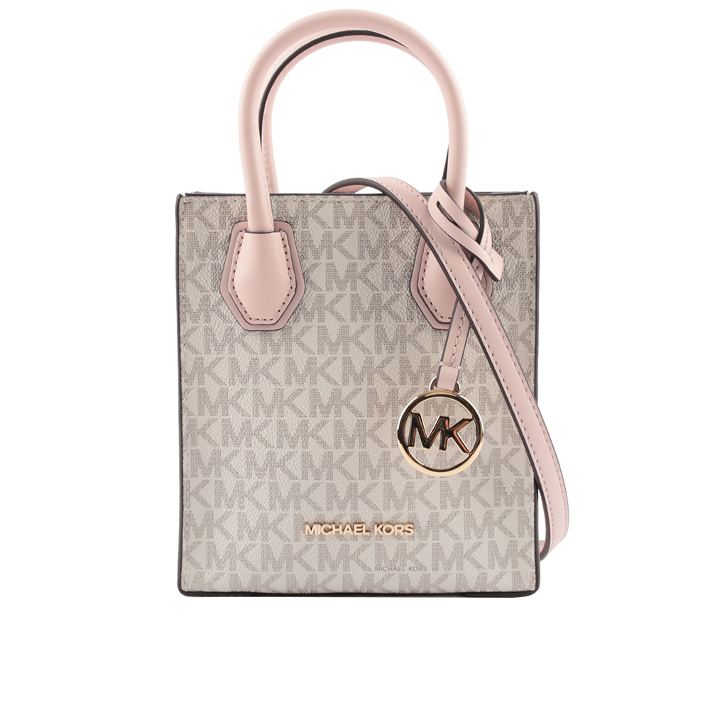 【Michael Kors】Mercer 塗層帆布手提/斜背二用迷你琴譜包(粉色)