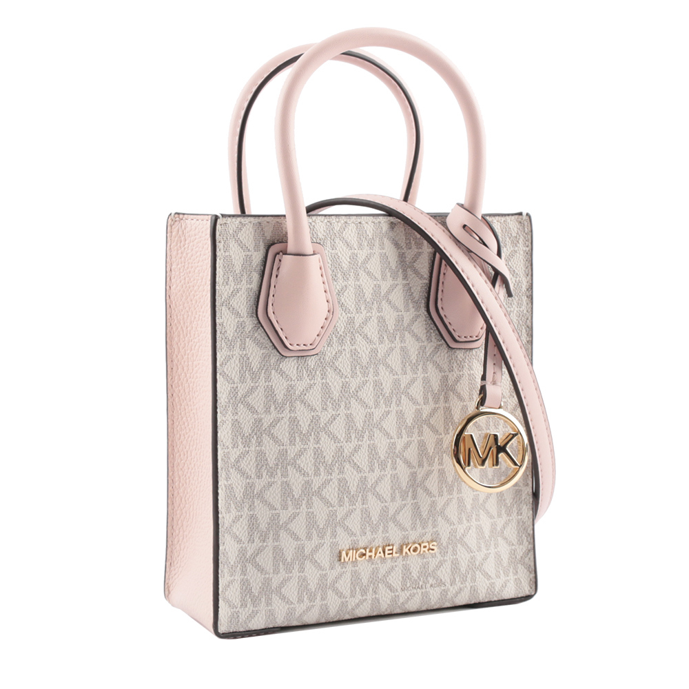 【Michael Kors】Mercer 塗層帆布手提/斜背二用迷你琴譜包(粉色)