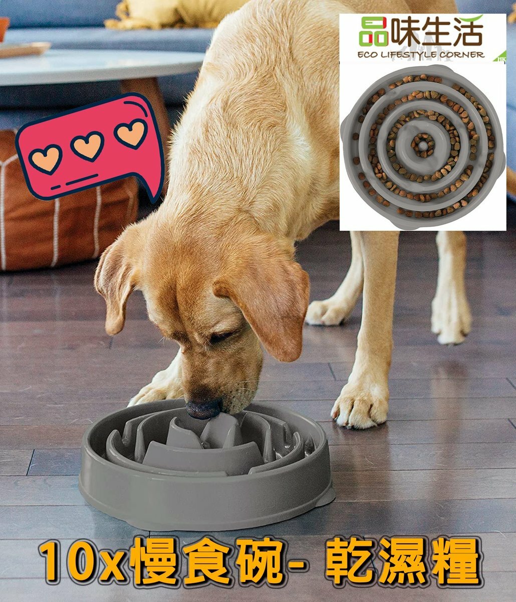 Outward Hound-10x倍慢速 好玩慢食碗(灰)(大)