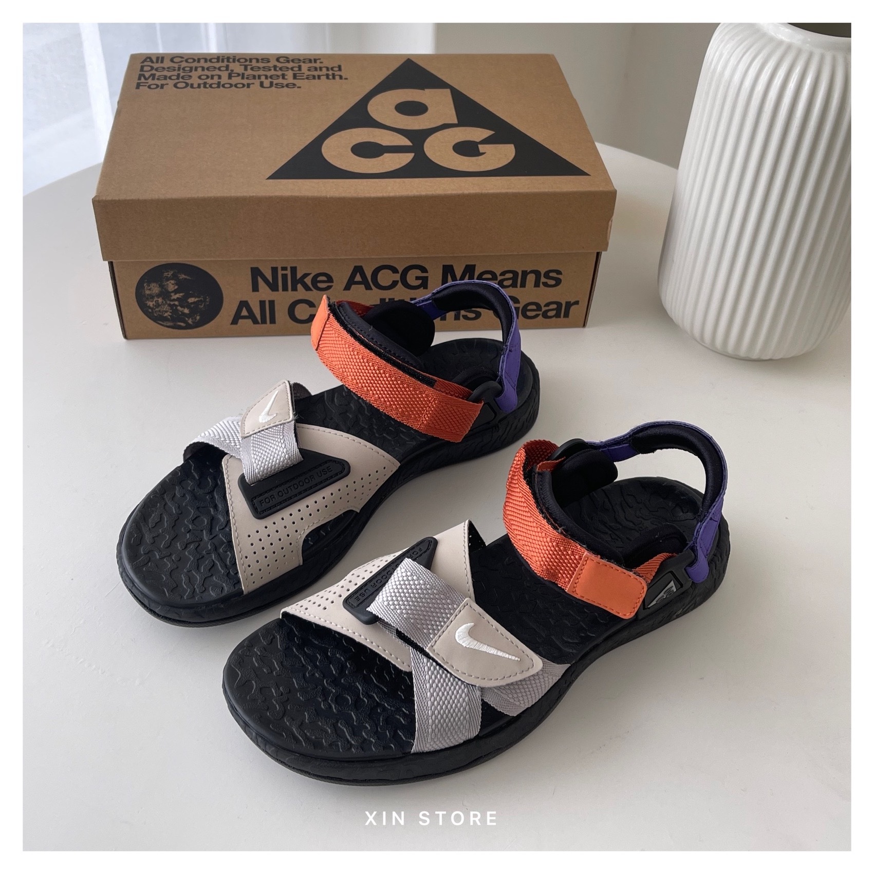 【現貨】Nike ACG Air Deschutz+ 戶外 運動 防水 魔鬼氈 涼鞋 情侶款 紫橘灰