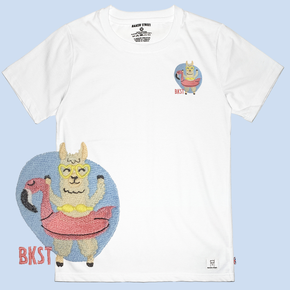 Embroidery-海灘羊  刺繡 短袖T恤