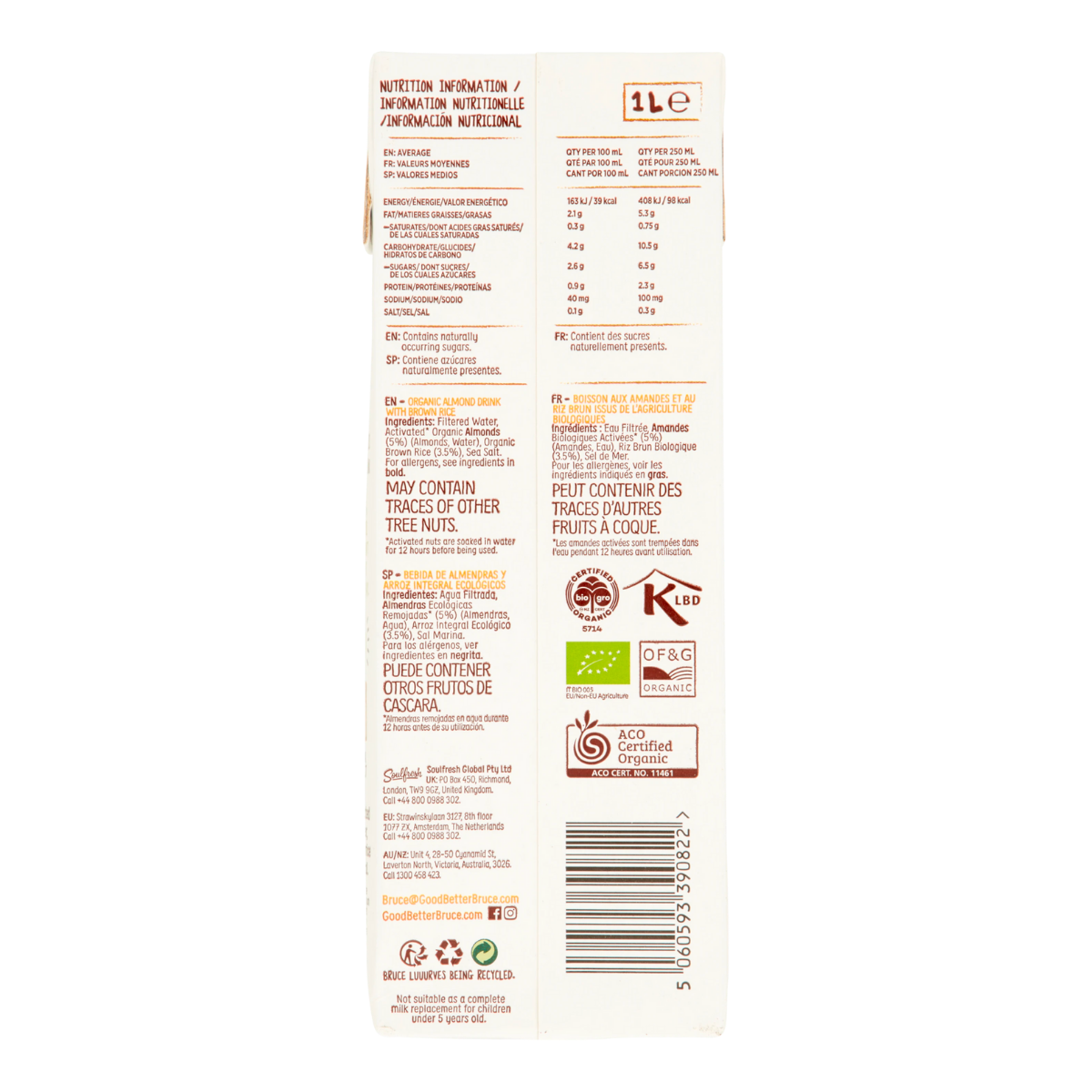 Good Better Nutty Bruce 無加糖活化有機杏仁奶 (1L) (22804)