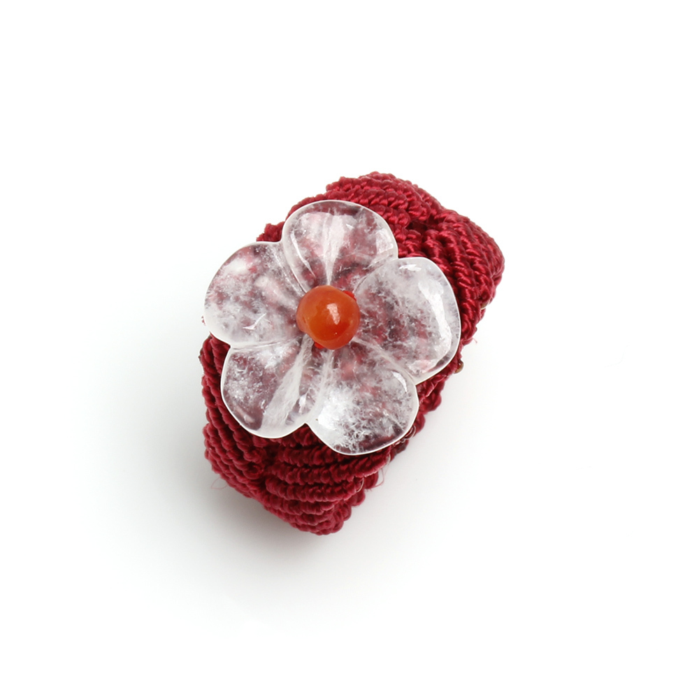 【雅紅珠寶】花開富貴天然玻璃種白翡翠戒指-#13-R0404