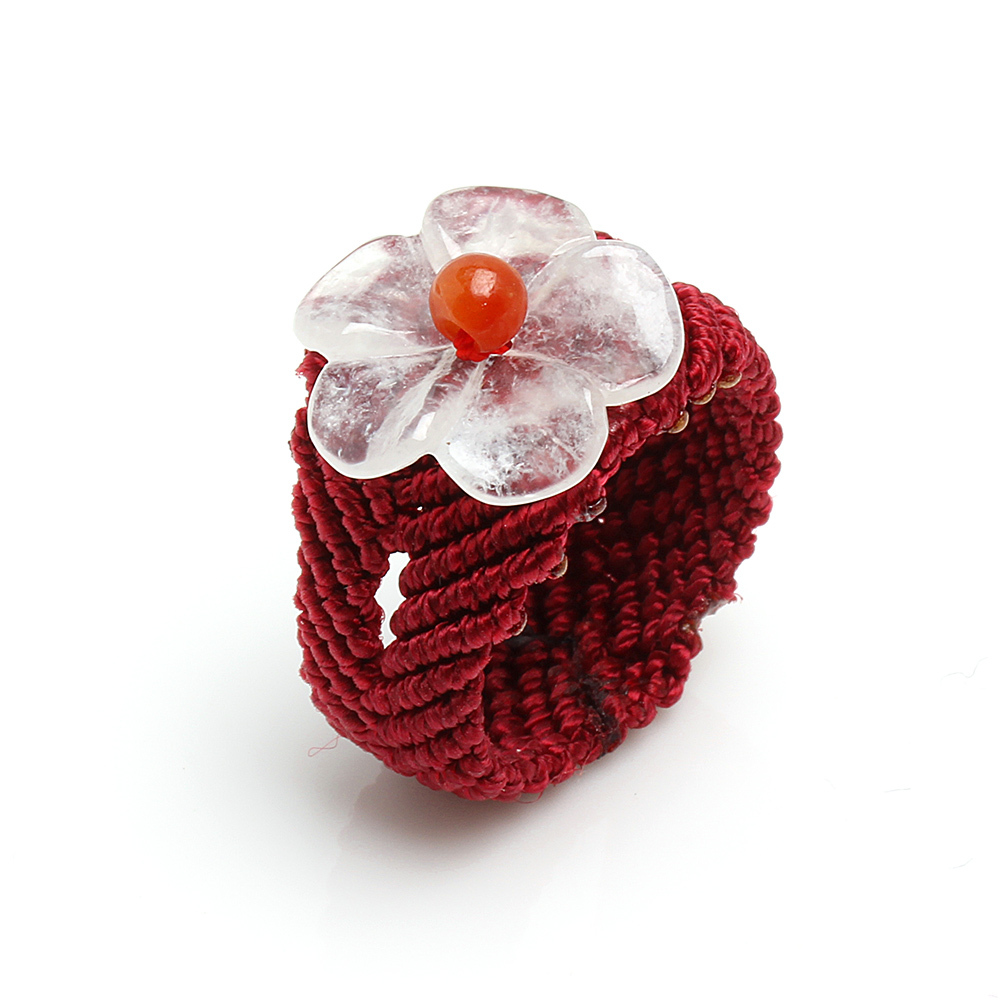 【雅紅珠寶】花開富貴天然玻璃種白翡翠戒指-#13-R0404