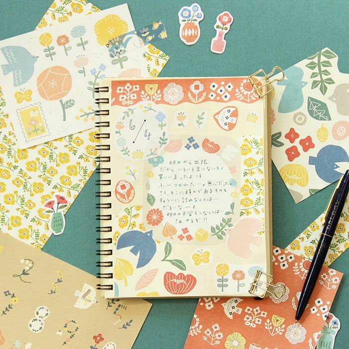 花與鳥 可書寫模造大貼紙 手帳貼紙｜日本古川紙工