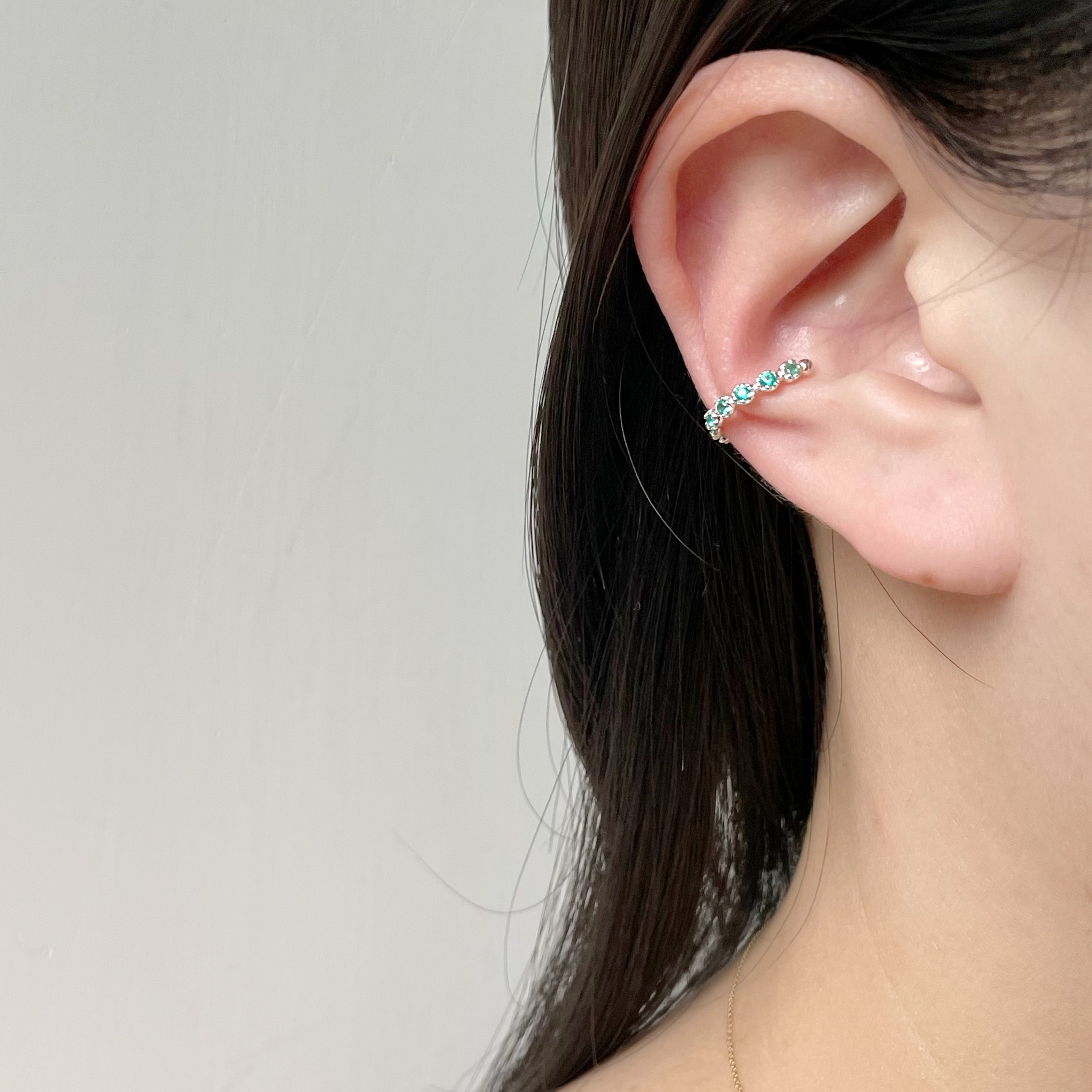 整圈小花綠瑪瑙耳骨夾