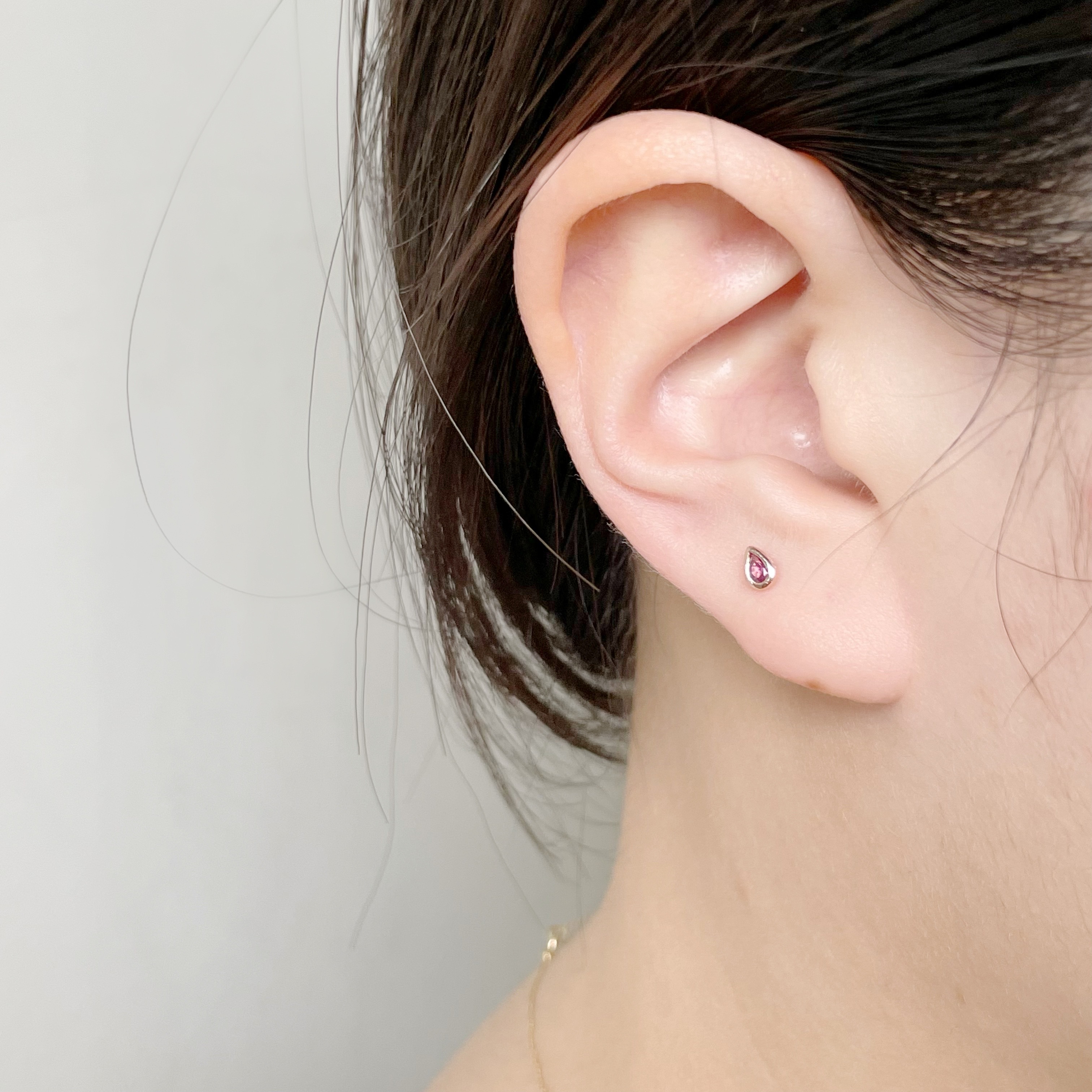 tiny水滴玫瑰石榴轉珠耳環