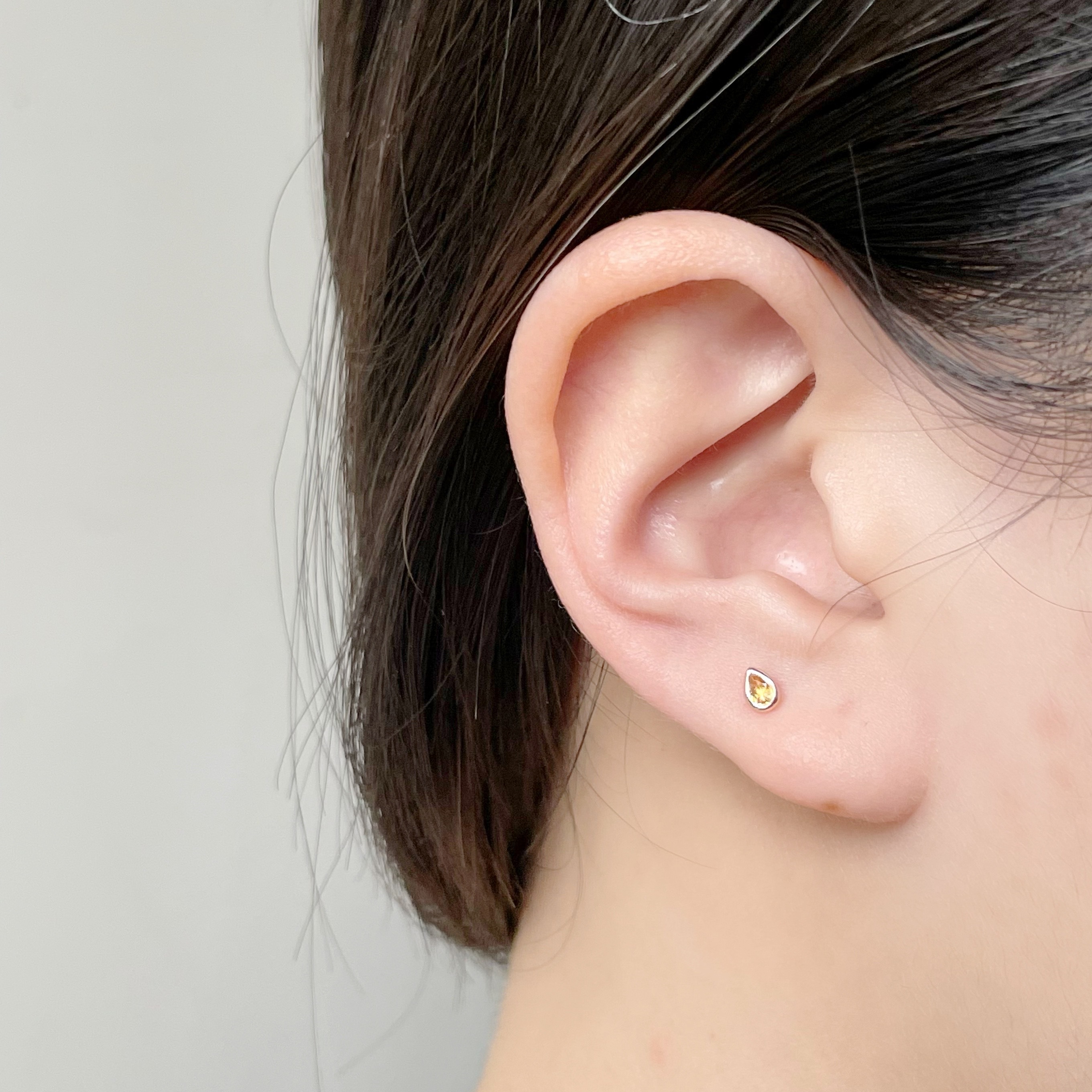 tiny水滴黃水晶轉珠耳環