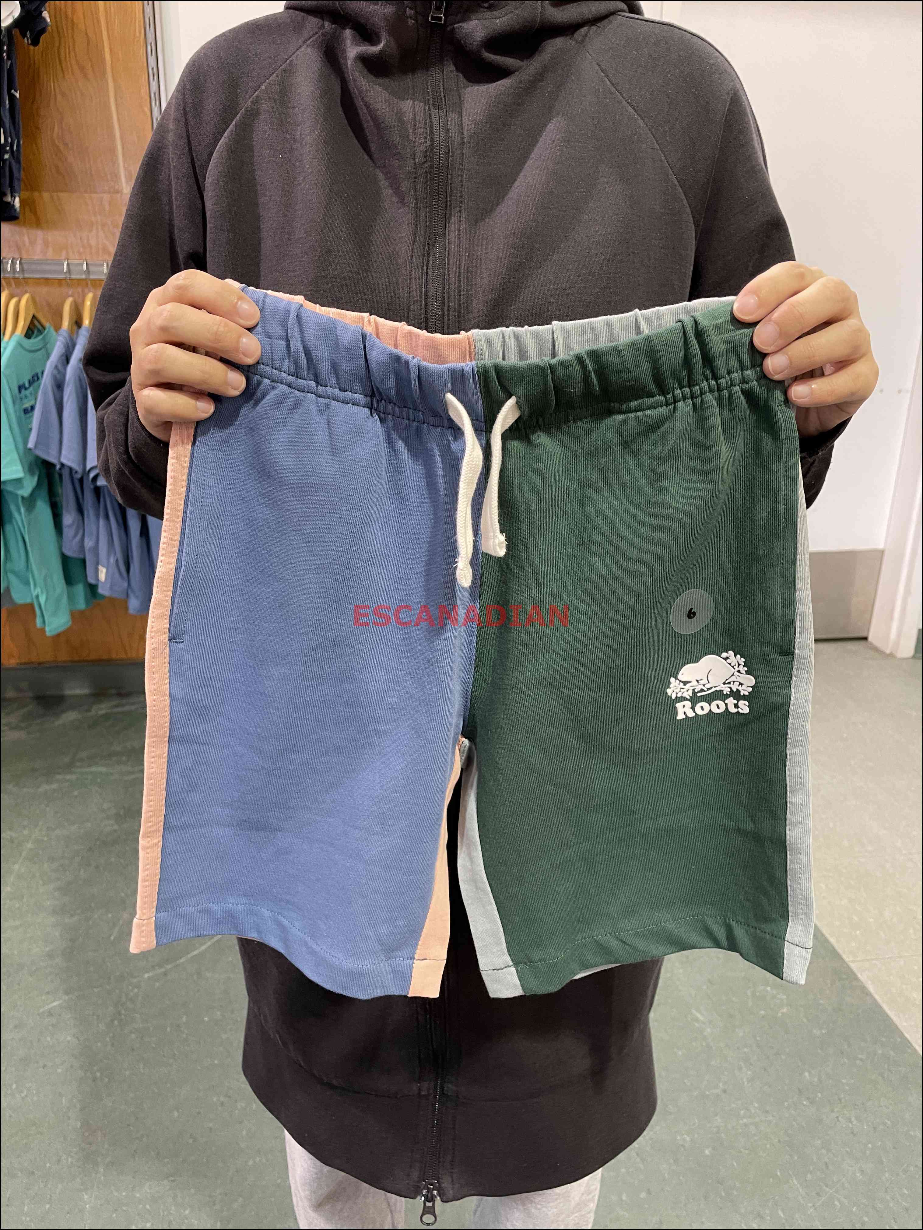 ROOTS 男大童 色塊拼接 棉短褲