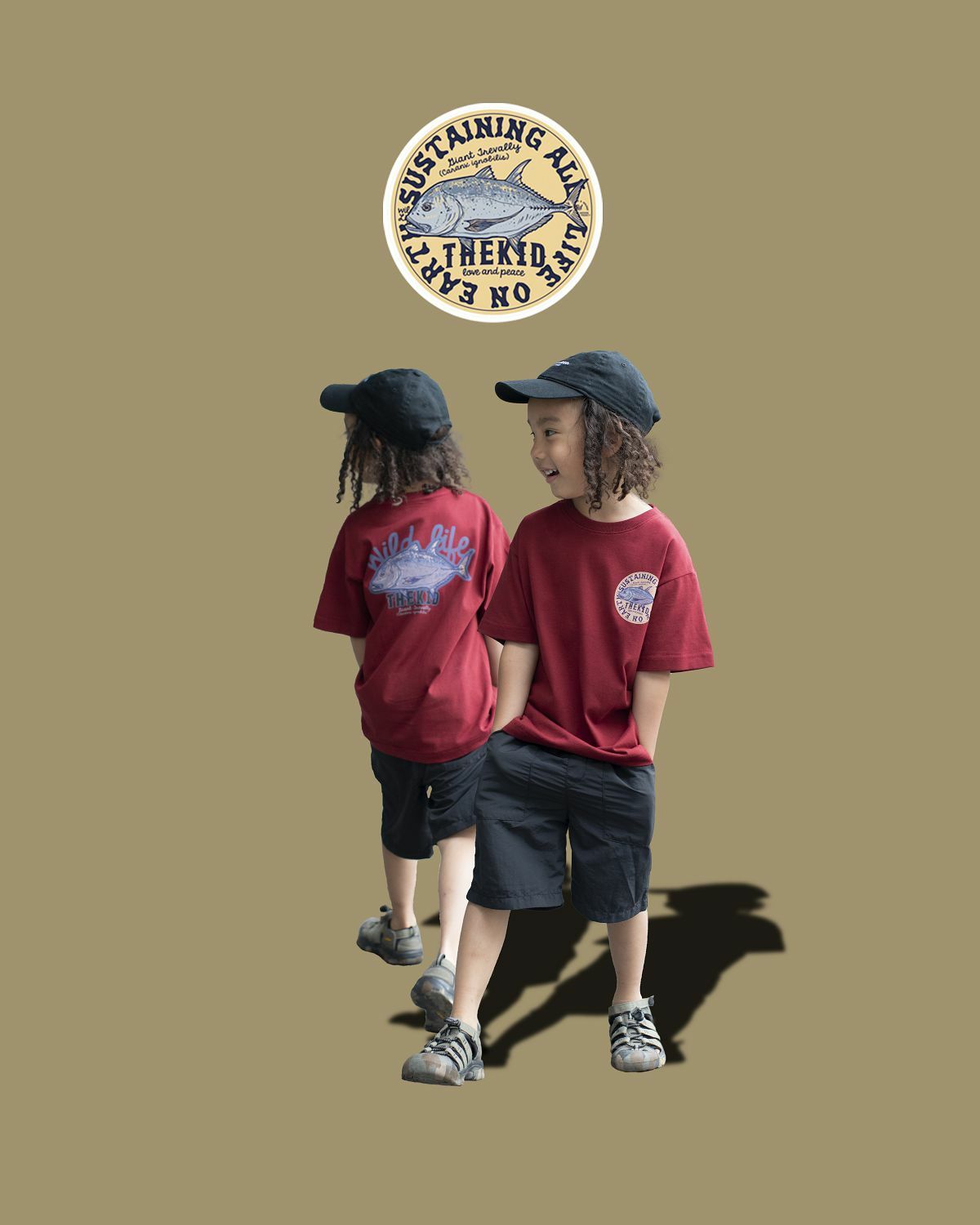 KID ® 復刻動物系列 牛港鰺標語 童裝短T