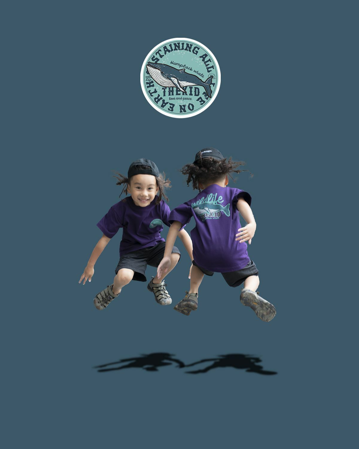 KID ® 復刻動物系列 大翅鯨標語 童裝短T