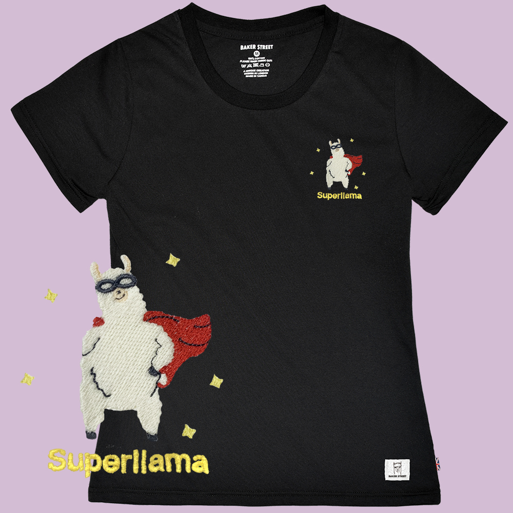 Embroidery-超人羊 刺繡 女版短袖T恤